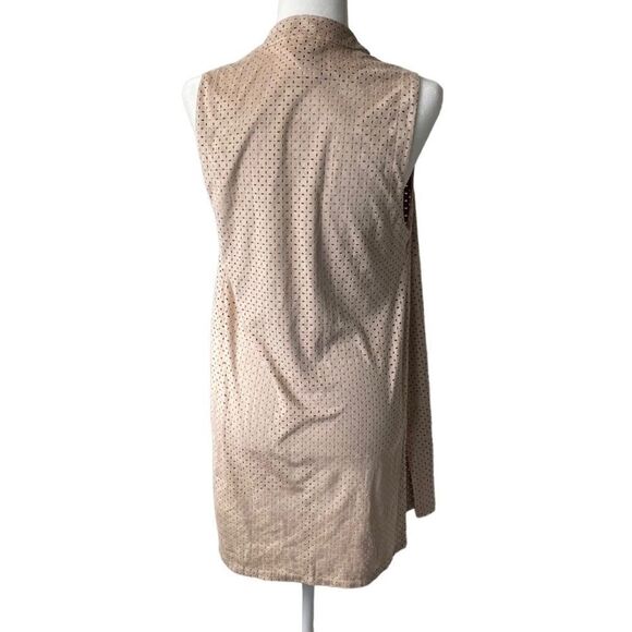 Lysse Open Front Vest Faux Suede Tan Perforated Tunic SZ S - Picture 2 of 11